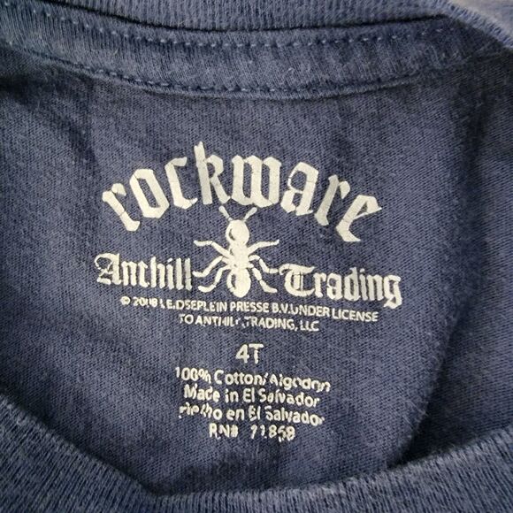 Rockware AC DC Let There Be Rock Graphic Tee Navy Short Sleeve Toddler - Size 4T - Picture 3 of 3